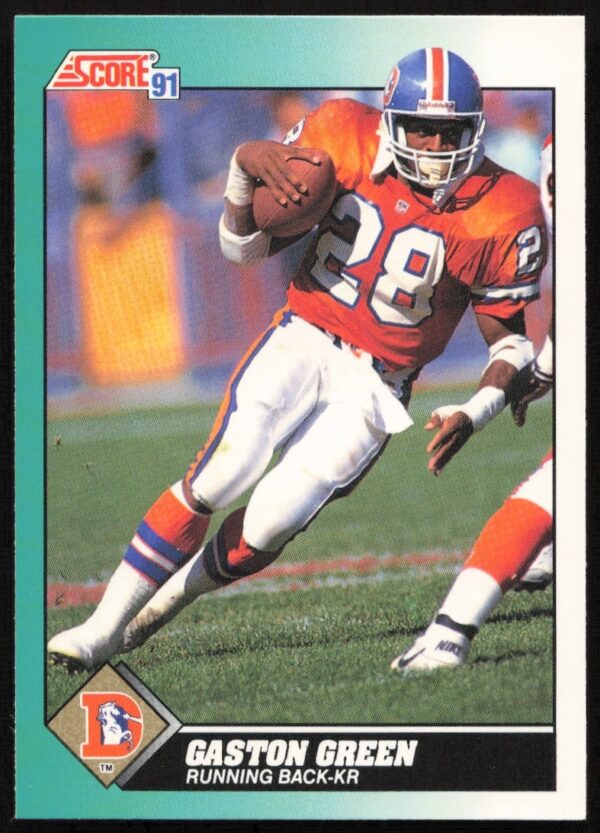 Front of 1991 Score Supplemental Football Card featuring Gaston Green in uniform, card #5T.