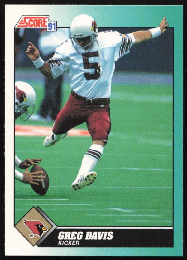 1991 Score Greg Davis #16T in Patriots uniform, early 90s NFL collectible card.