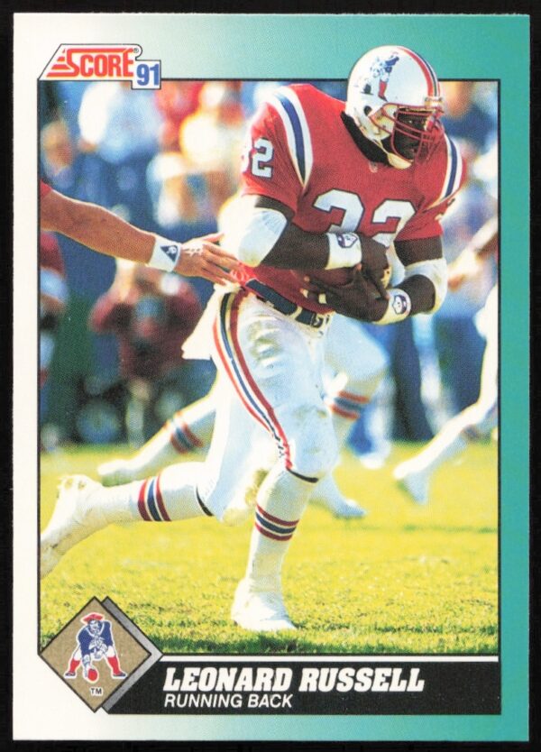 Leonard Russell 1991 Score Rookie Card #109T - New England Patriots Action Portrait.