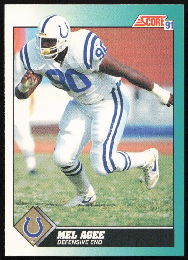 Action-packed 1991 Score Mel Agee football card in vivid colors, capturing early 90s athleticism.