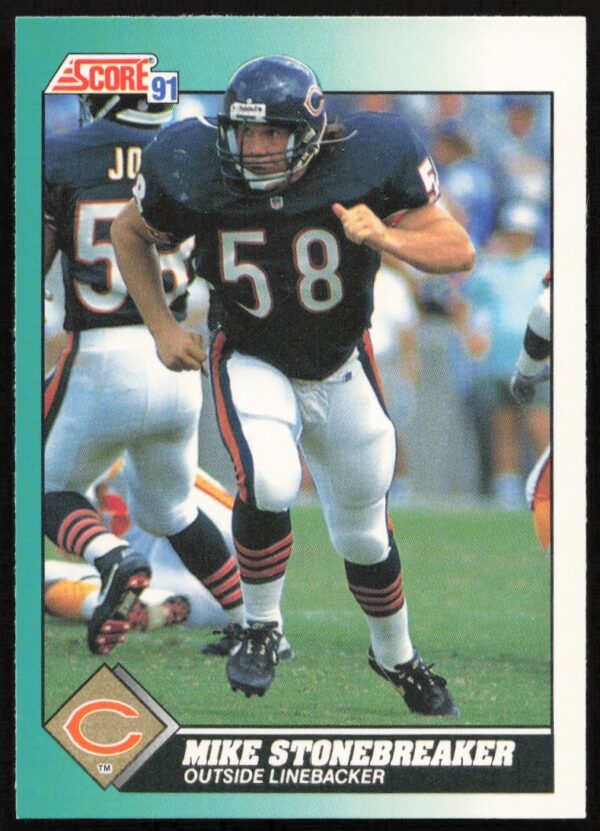 Mike Stonebreaker 1991 Score Card #11T - New Orleans Saints Linebacker in Action.
