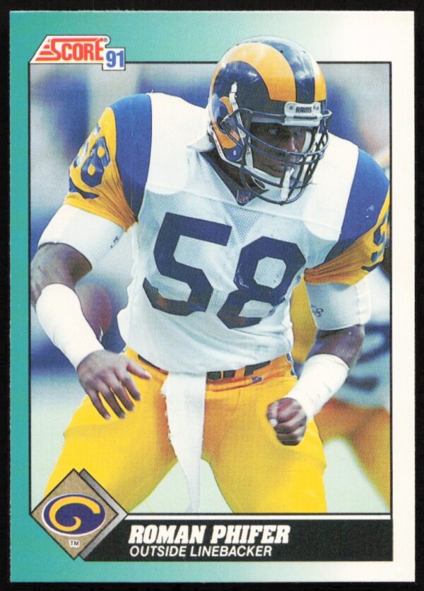 Roman Phifer 1991 Score Football Card #76T, Front View, College Uniform, Early Career.