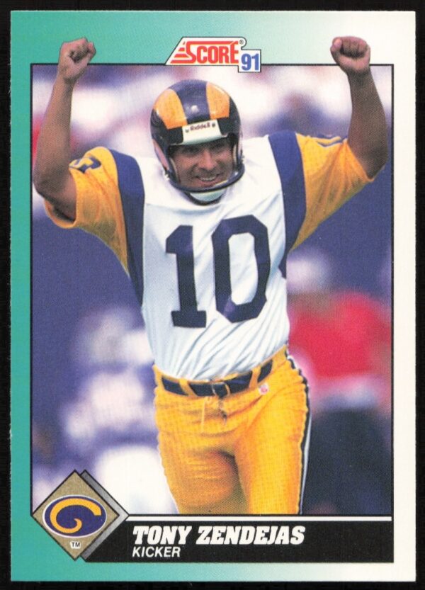 Tony Zendejas 1991 Score football card, Los Angeles Rams uniform, #9T.