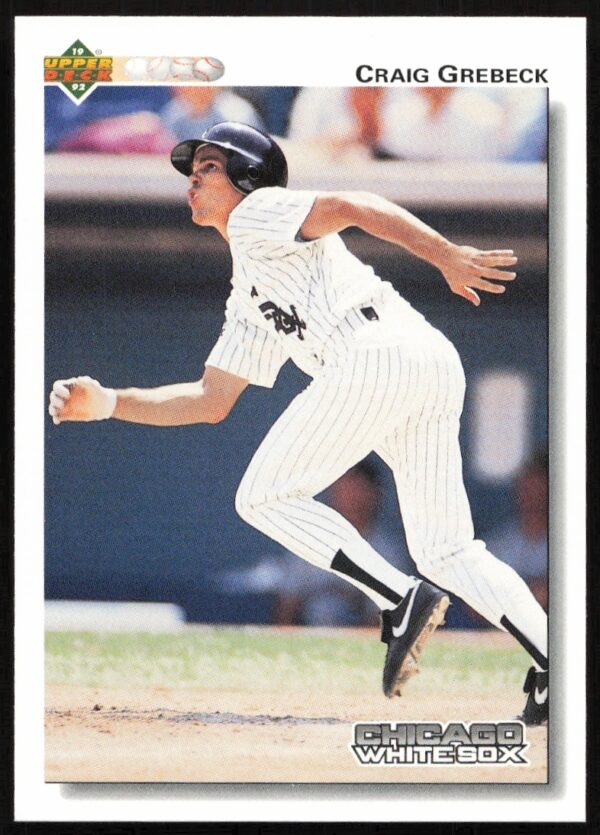 Craig Grebeck 1992 Upper Deck Baseball Card #603; dynamic mid-action sports collectible.