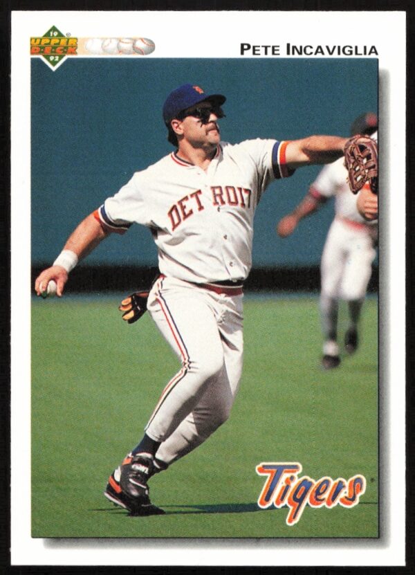 Pete Incaviglia 1992 Upper Deck #271 baseball card in Texas Rangers uniform.