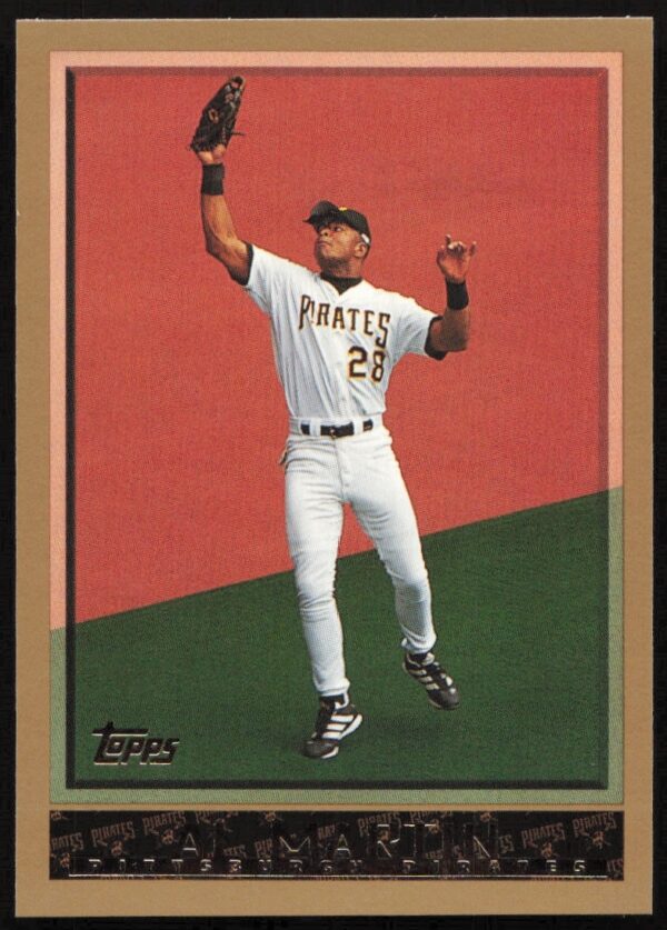 Al Martin 1998 Topps Baseball Card #311 in Pirates uniform, action shot.