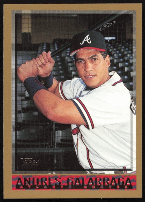 Front view of 1998 Topps Andres Galarraga #295 baseball card, MLB first baseman.