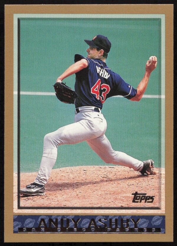 1998 Topps Andy Ashby Baseball Card #434 featuring Ashby pitching in Padres uniform.