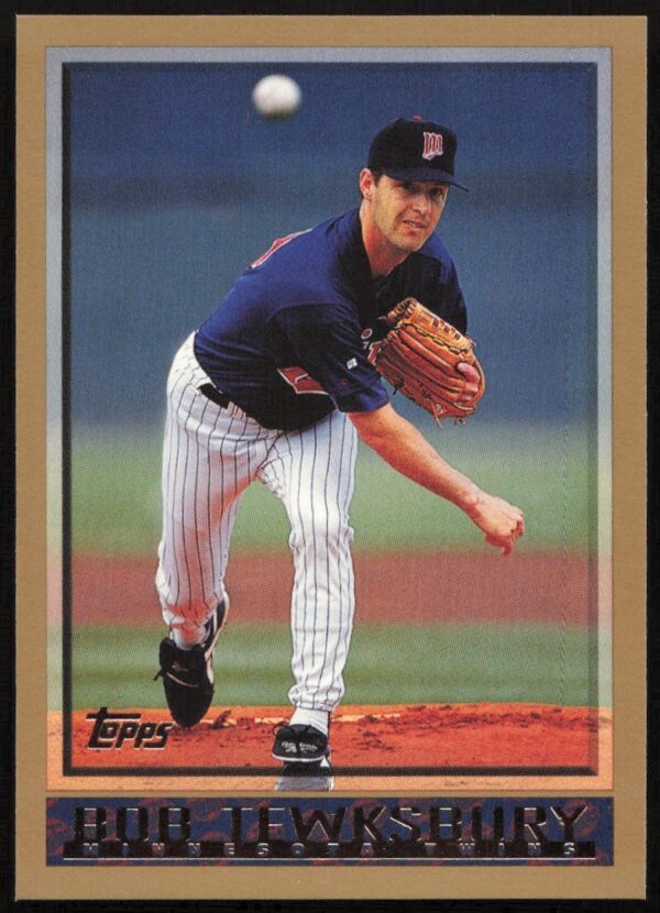 Bob Tewksbury 1998 Topps Baseball Card Front, Pitching for Minnesota Twins.