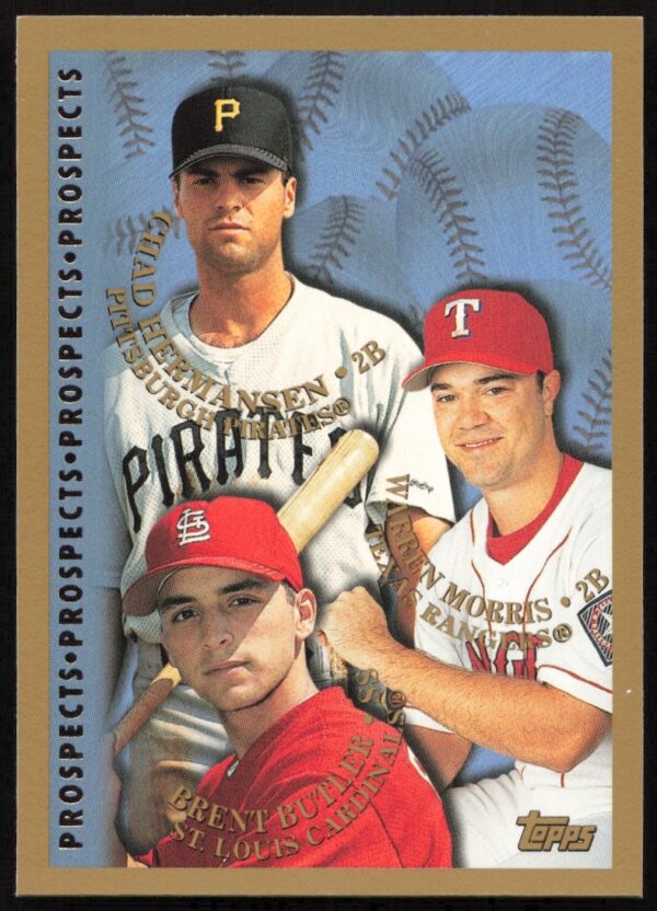1998 Topps Baseball Prospects Card #260: Hermansen, Butler, Morris.