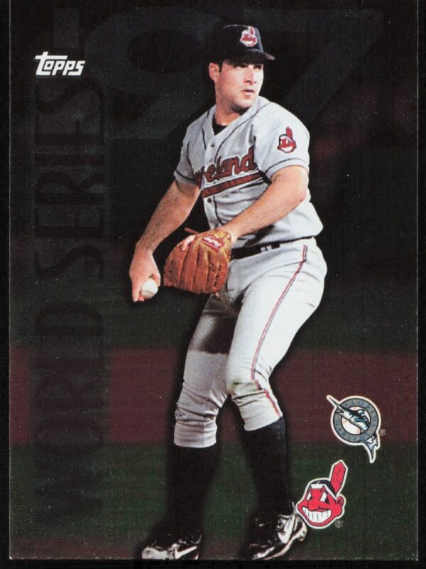 Chad Ogea 1998 Topps card #282, highlights 1997 World Series, Cleveland Indians pitcher.