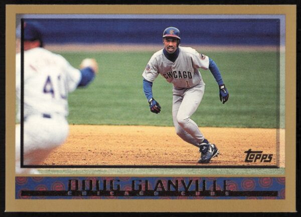 Doug Glanville 1998 Topps Baseball Card #37, Chicago Cubs, action shot.