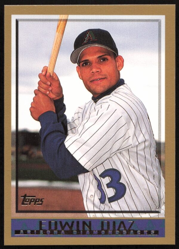 1998 Topps Baseball Card #465 featuring Edwin Diaz in action.