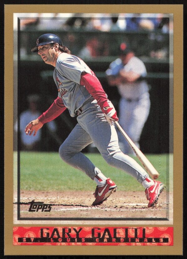 1998 Topps Gary Gaetti Baseball Card #72, showcasing Gaetti in game action, Topps branding visible.