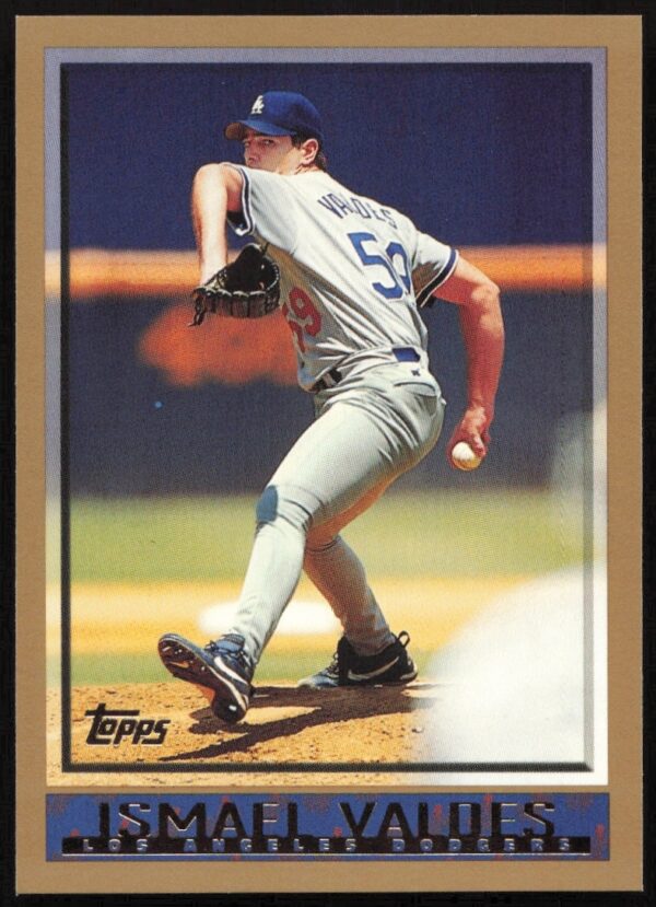 1998 Topps Baseball Card #357, Ismael Valdes, Los Angeles Dodgers Pitcher.