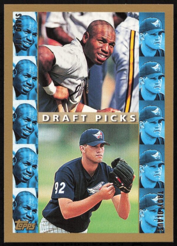 1998 Topps Rookie Card: J.J. Davis and Troy Glaus Draft Picks #492 Front.