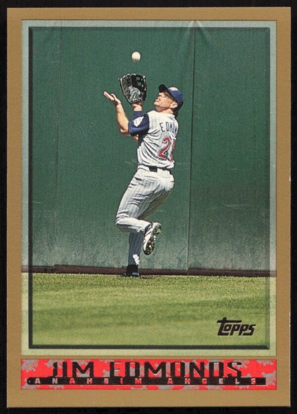 1998 Jim Edmonds Topps baseball card #75, featuring Edmonds in mid-action.