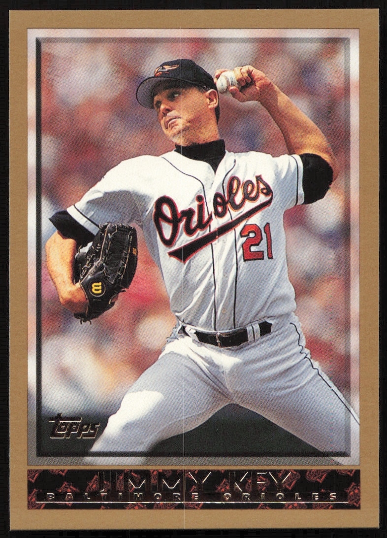 Front view of 1998 Topps baseball card featuring pitcher Jimmy Key, card #450.