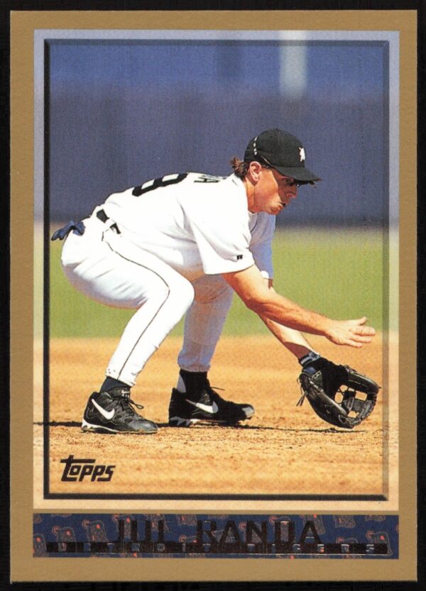 Joe Randa 1998 Topps card #441 in Kansas City Royals gear.