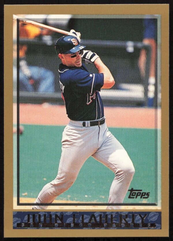 John Flaherty 1998 Topps card #62, Tampa Bay Devil Rays, action shot.