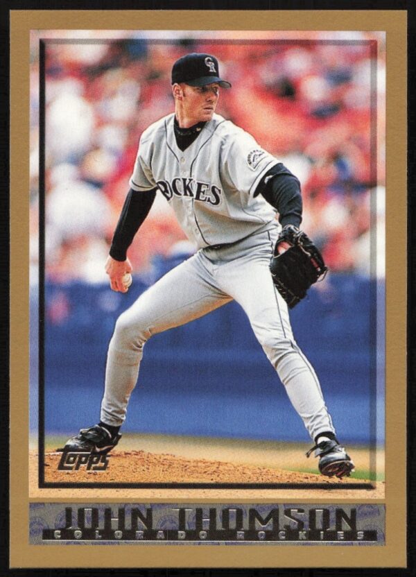 John Thomson 1998 Topps Baseball Card #26, Pitching Action, Topps Logo Visible