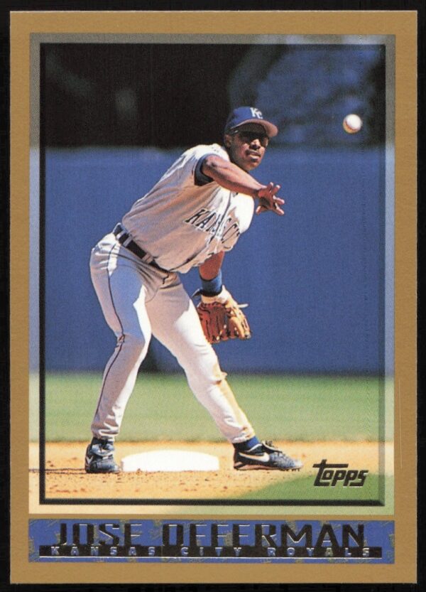 1998 Topps Card: Jose Offerman #222, Los Angeles Dodgers, Action Shot