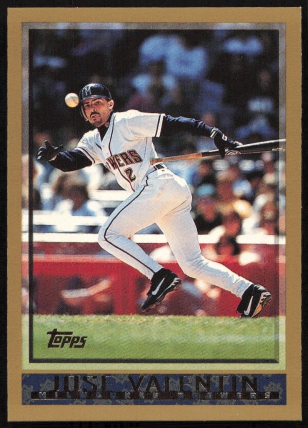 Jose Valentin 1998 Topps card #158, Chicago White Sox, mid-action pose.
