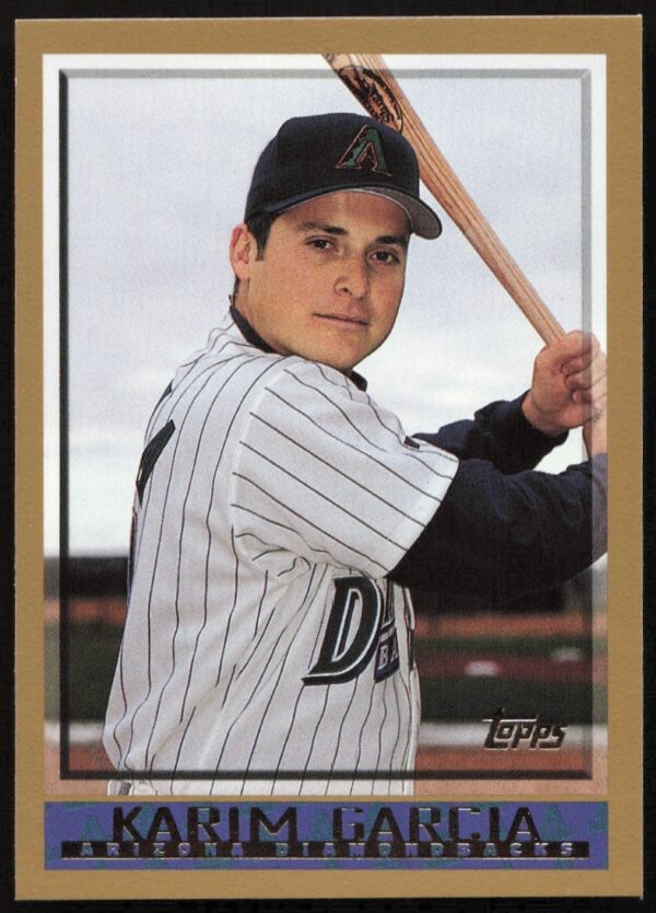 Topps 1998 Karim Garcia Baseball Card #463, showcasing dynamic outfield action.