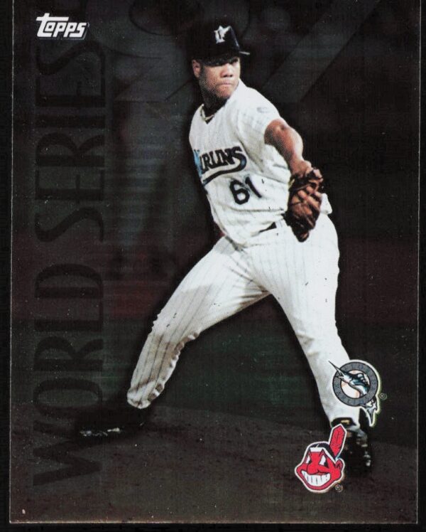 Livan Hernandez 1997 World Series Action Card #281, 1998 Topps Front View.
