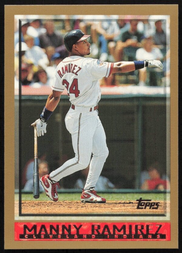 1998 Topps Manny Ramirez card #125 featuring him in Cleveland Indians uniform.