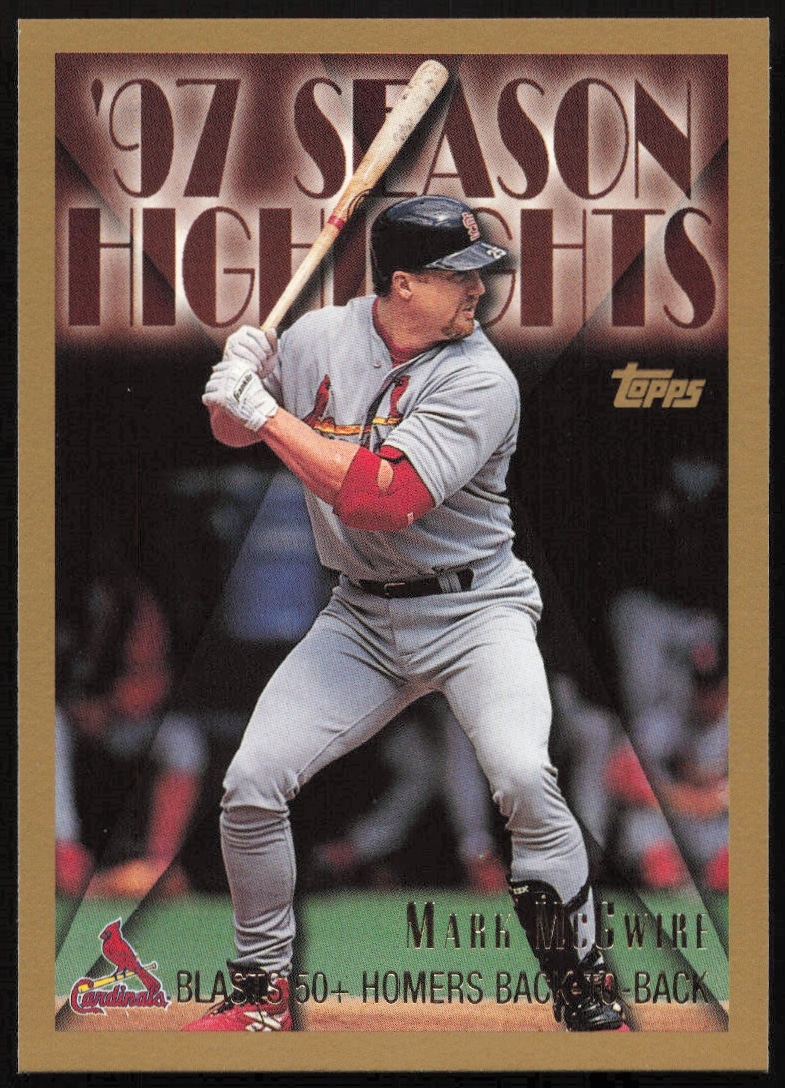Mark McGwire 1998 Topps Highlights Card #478 showcasing his record-breaking achievements.