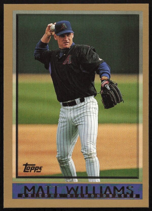 1998 Topps Matt Williams Baseball Card #439, action shot in uniform, collectible.