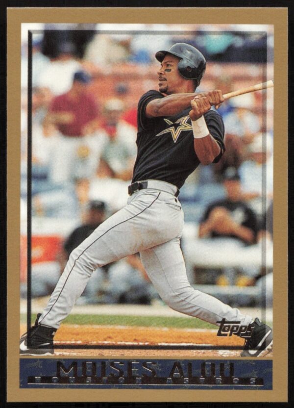 1998 Topps Moises Alou Card #313, baseball collectible with player image and team details.