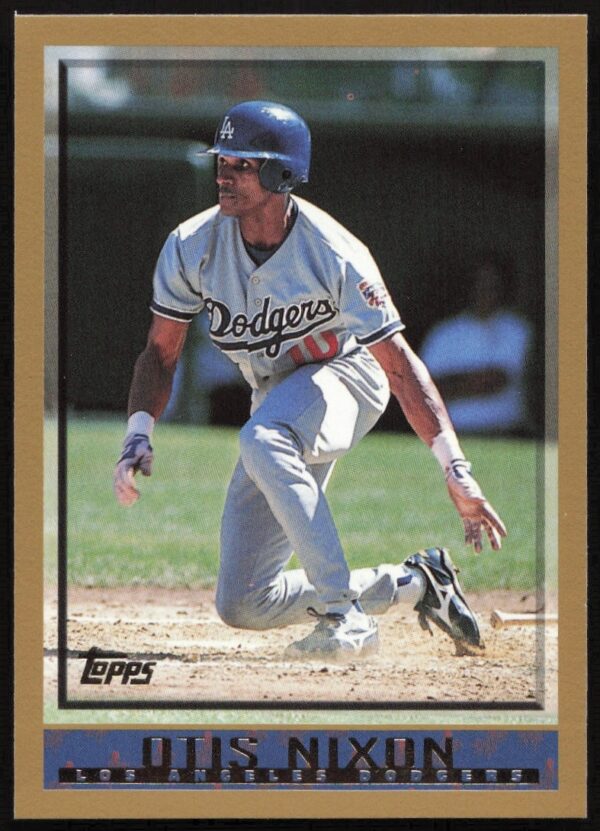 Otis Nixon 1998 Topps baseball card #392 showcasing his dynamic on-field presence.
