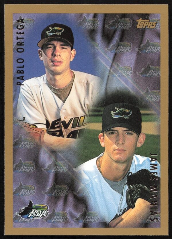 1998 Topps Card #251: Pablo Ortega pitching, James Manias fielding.