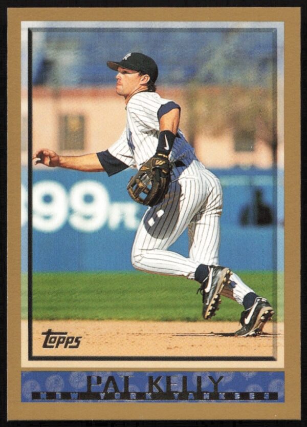 1998 Topps #61, Pat Kelly in action, Yankees uniform, detailed stats featured.