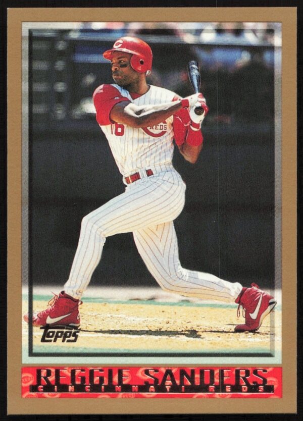 Reggie Sanders 1998 Topps #364 - Baseball card featuring action shot at the plate.