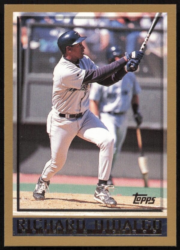 Richard Hidalgo 1998 Topps Baseball Card #461 Front, Houston Astros action stance.