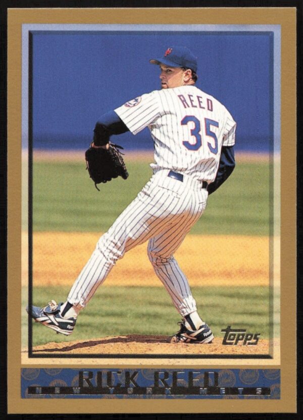 Rick Reed pitching, 1998 Topps card #132, New York Mets uniform, dynamic action shot.