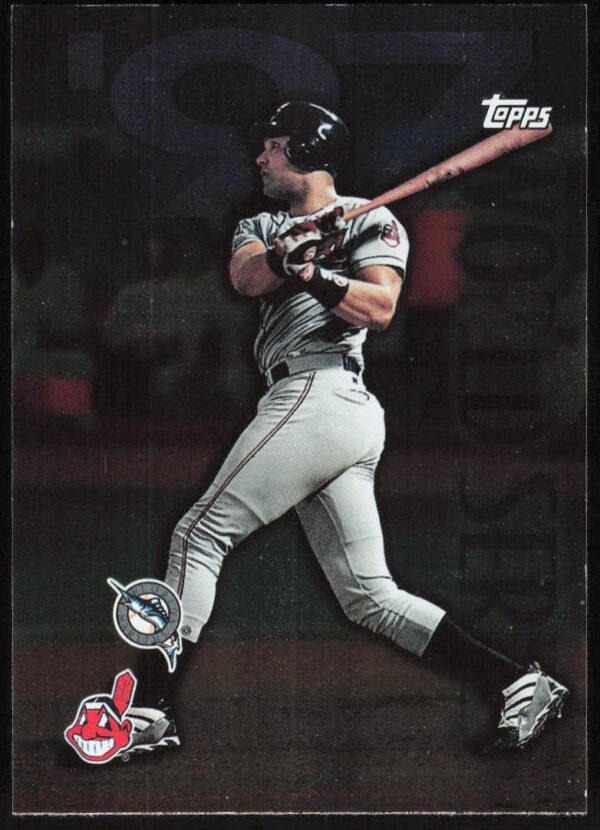 Front of 1998 Topps card, Sandy Alomar Jr. highlights 97 World Series, card #278.