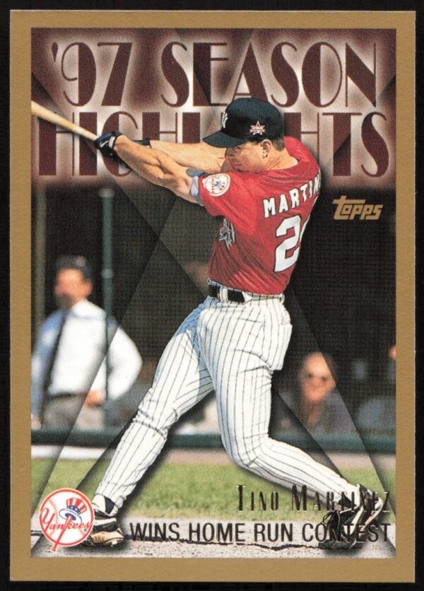 1998 Topps Tino Martinez card highlights Yankees season triumphs, card #269 (front view).