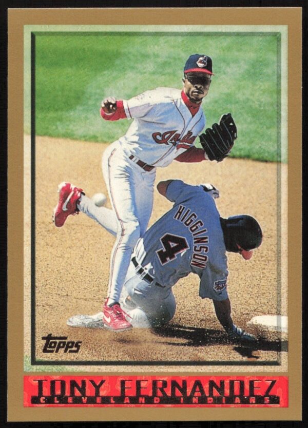 Tony Fernandez 1998 Topps #58, Blue Jays, mid-action, classic baseball card design.