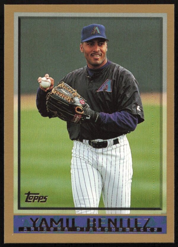 Yamil Benitez 1998 Topps Baseball Card #467, classic batting pose, 1990s design style.