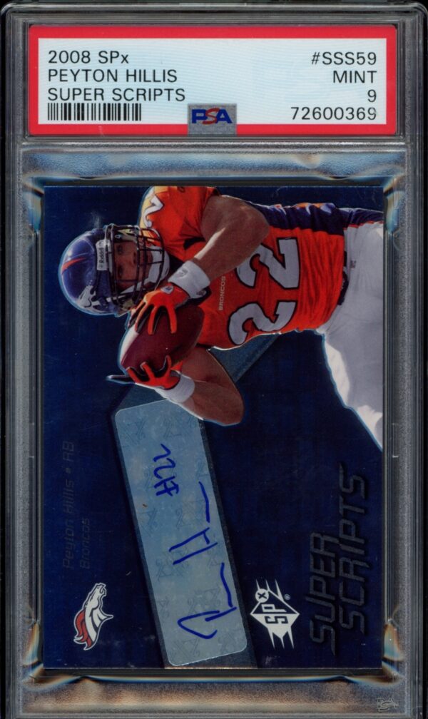 Peyton Hillis autographed 2008 SPx Super Scripts football card in mint condition.