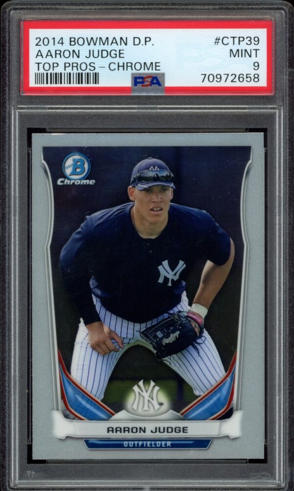 Aaron Judges 2014 Bowman Draft Picks baseball card graded MINT 9 by PSA.