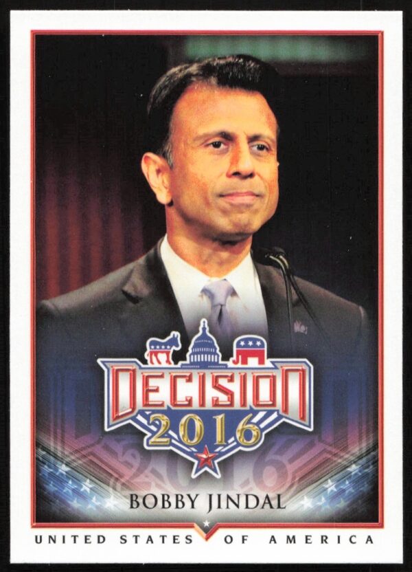 Bobby Jindal 2016 Leaf Decision Trading Card #3, featuring Louisianas 55th Governor.