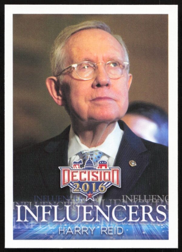 2016 card featuring influential U.S. Senate leader Harry Reid, from Leaf Decision Influencers series.