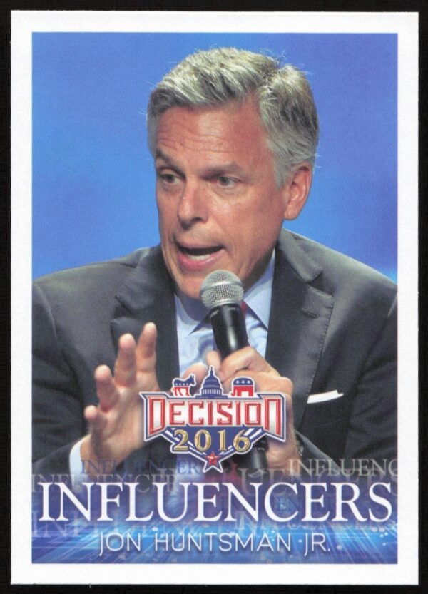 2016 Leaf Decision card featuring Jon Huntsman Jr., political influencer #38, front view.
