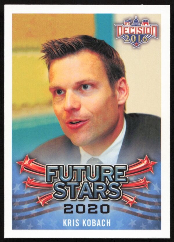 Kris Kobach 2016 Leaf Future Stars Trading Card, card #105, showcasing his political significance.