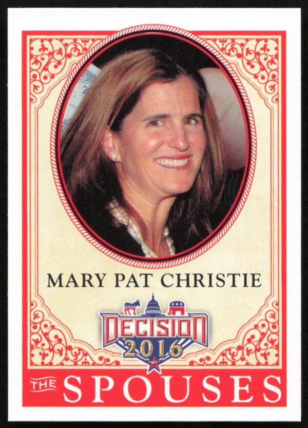 2016 Leaf Decision Card featuring Mary Pat Christie, The Spouses series, card #62, front side.